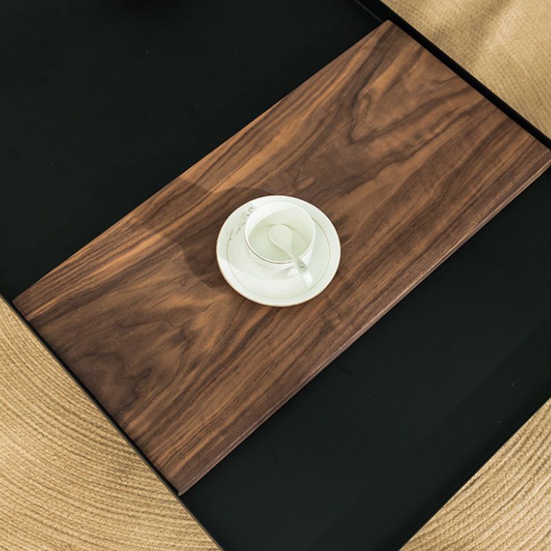 Tray Top Coffee Table Iron Cross Legs Cocktail Table in Black