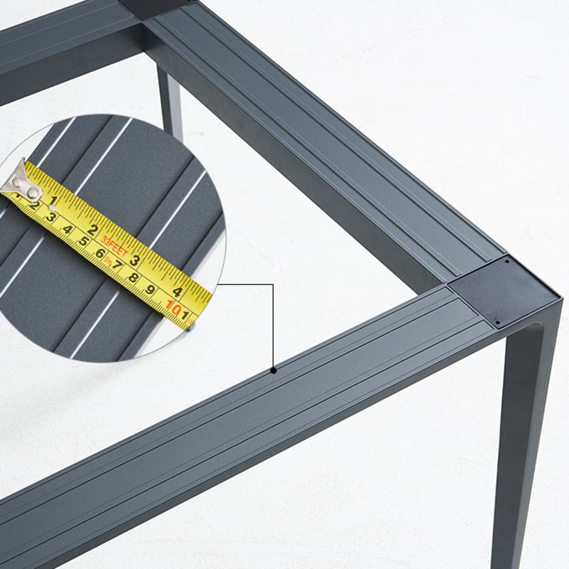 Mesa de comedor de piedra sinterizada gris mesa de comedor con base de metal y 4 patas