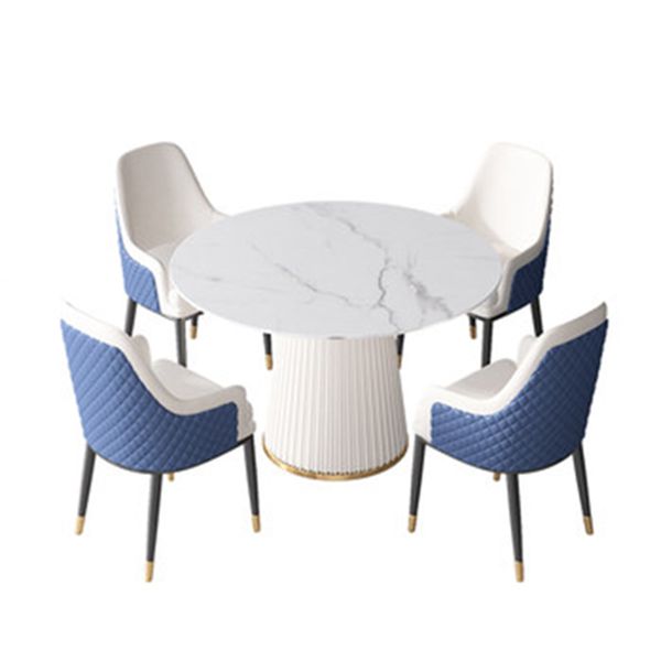 Sintered Stone White Table for Restaurant Luxury Round Dining Table with Pedestal Base