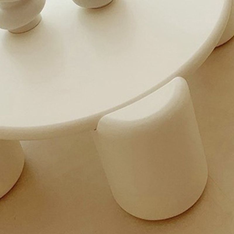 Scandinavian Round Wood Coffee Table with 4 Legs Coffee Table in White