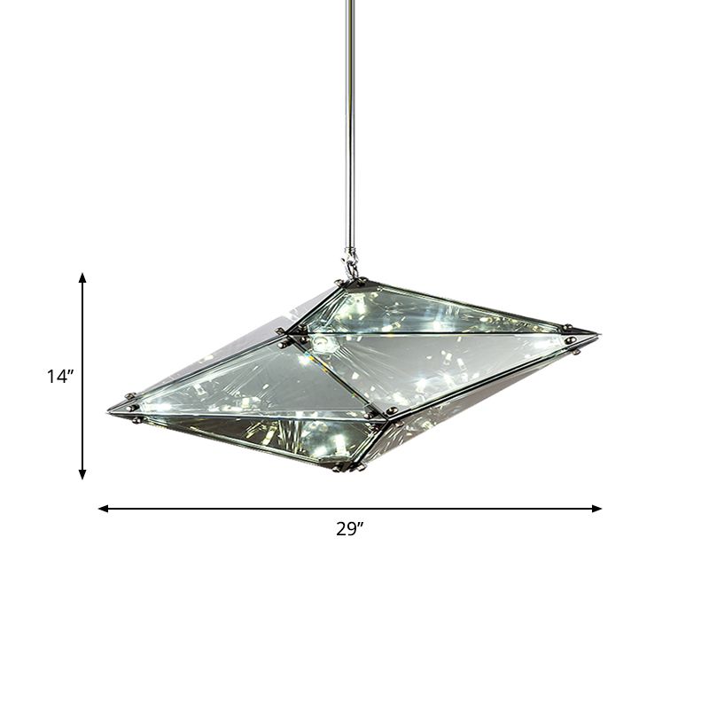 Gemstone Smoky Grey Glass Down Lighting Post-Modern Single-Bulb Black Hanging Ceiling Light