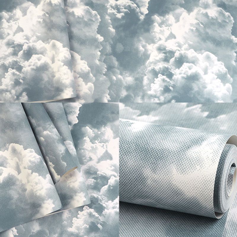 Rouleau de papier peint nuage de couleur naturelle, décoration murale résistante aux taches pour chambre d'amis, non collé