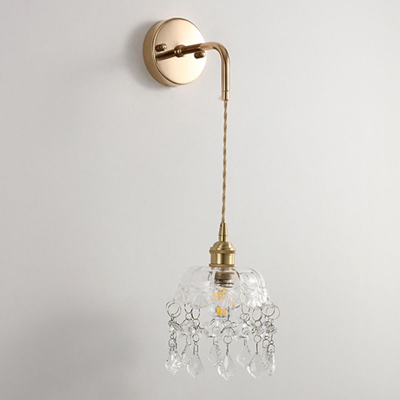 Bowl Shaped Wall Lighting Fixture Modern Style Glass Clear Wall Mounted Lighting