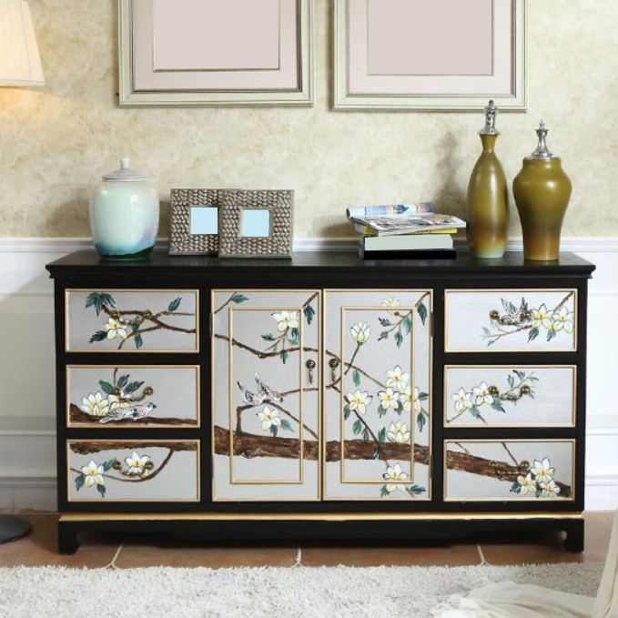 Solid Wood Traditional Storage Chest Horizontal Chest for Bedroom