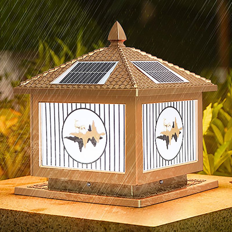 Modern Metallic Pillar Light Creative LED Solar Lighting Fixture for Garden