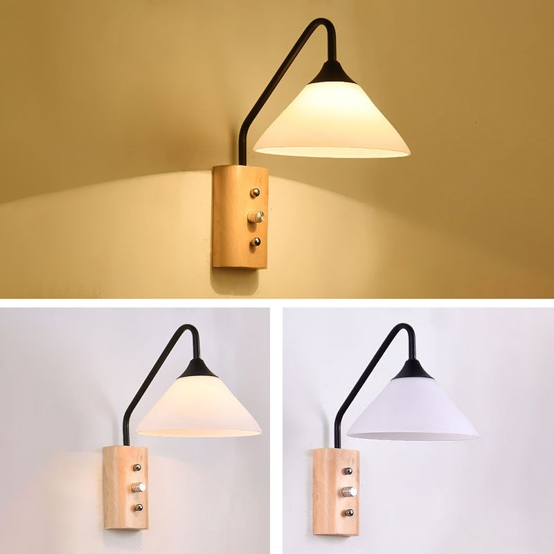 Modern Simplicity Cone Wall Lamps Opal Glass Wall Lighting Fixtures for Restaurant