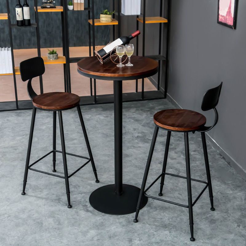 1/3/5 Pieces Round Wooden Bar Table Set Industrial Pub Table Set with Metal Stools
