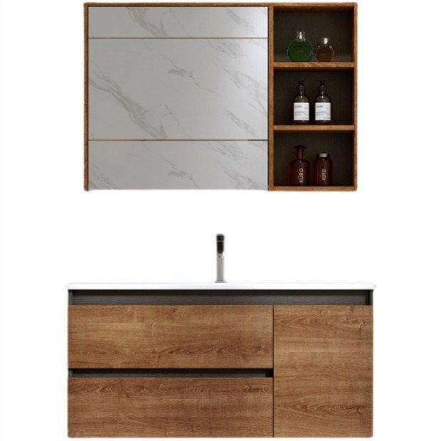 Traditional Sink Vanity Wooden Vanity Cabinet with Mirror Cabinet