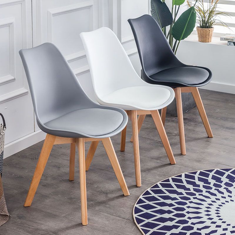 Contemporary Kitchen Chair Dining Armless Chairs with Wooden Legs