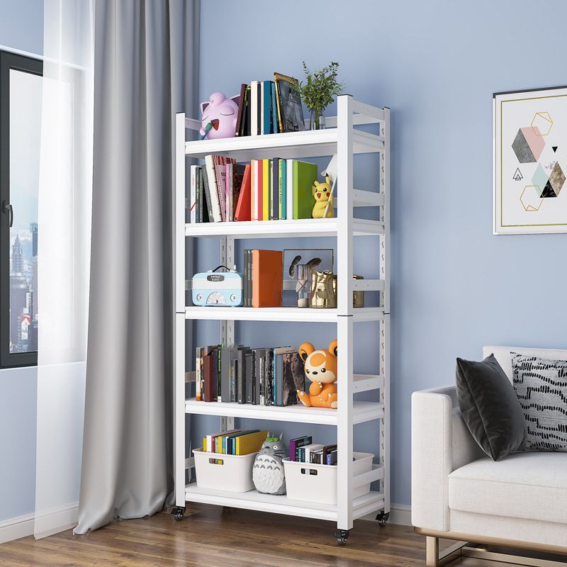 Estantería de estilo escandinavo abre la estantería para la oficina en casa con ruedas