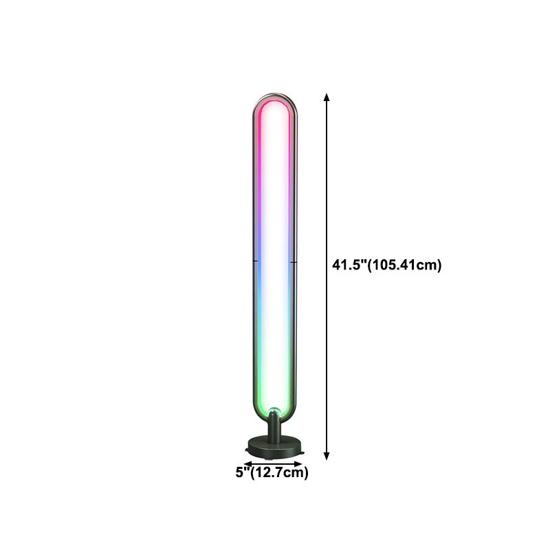 Oval Shaped Bluetooth Floor Light Modern Metal Bedroom RGB Standing Light