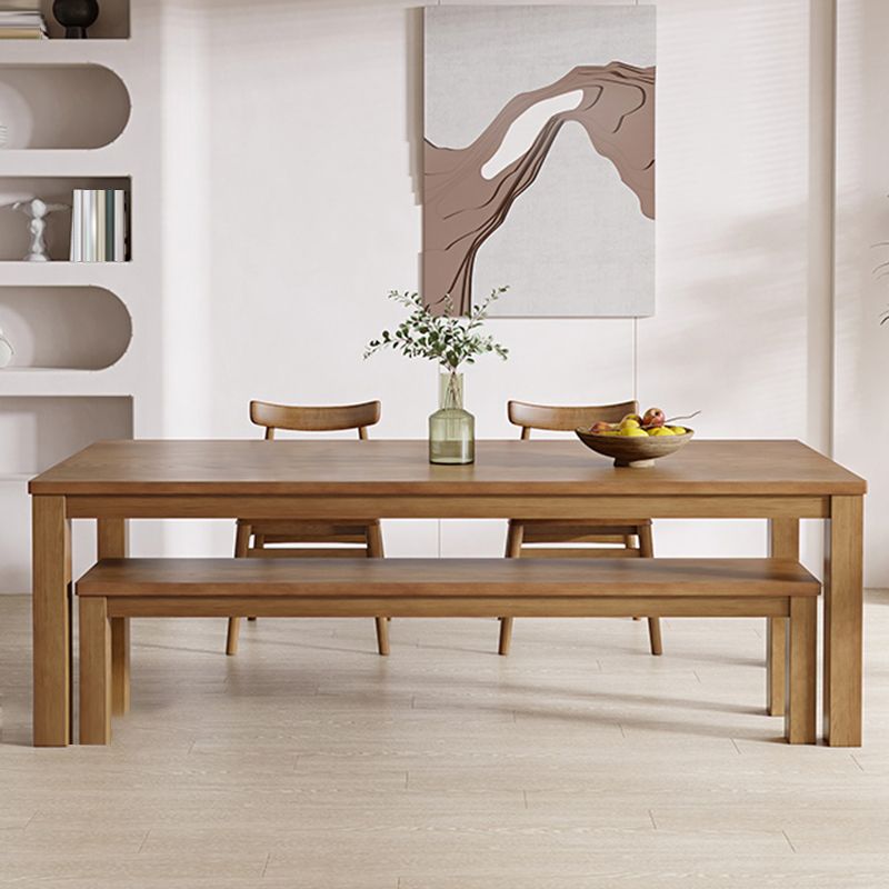 Simplicity Dinette Table Solid Wood Rectangle Dinner Table in Brown