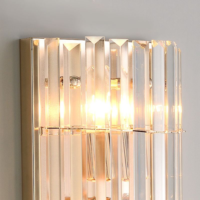 Crystal Gold Wall Light in Modern Concise Style Wrought Iron Rectangular Wall Sconce for Living Room