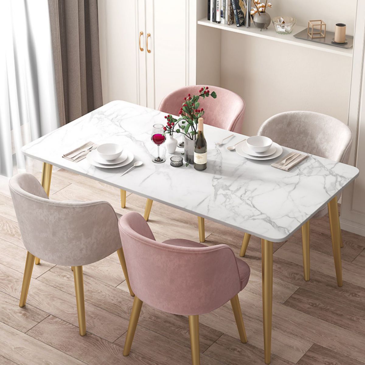 Calco della sala da pranzo tradizionale del rettangolo di 4 piedi di 4 piedi Collezione da pranzo in pietra