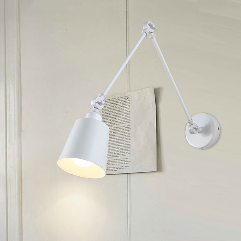 2-gewrichtsschenkarm muur leeslicht Licht Lichte ijzer single zwart/witte sconce-verlichting met taps toelopende schaduw