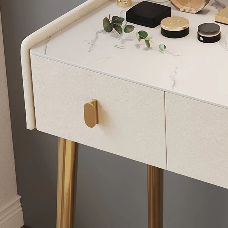2/4-Drawer Vanity Makeup Table Set Vanity Stool - 15.57" D x 30.71" H Vanity White