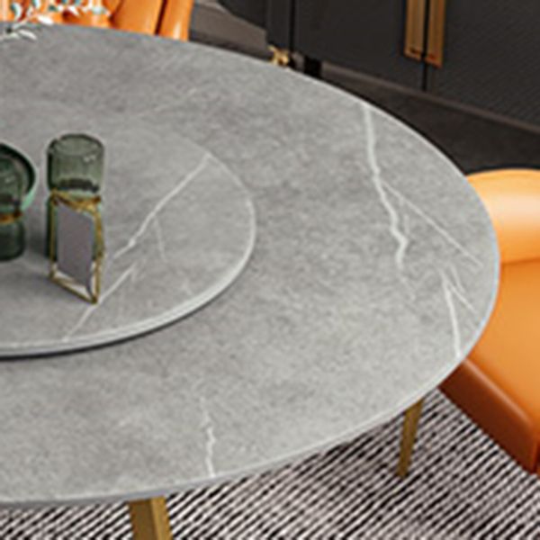Sintered Stone Top Rotatable Round Table Modern Dining Table with Pedestal Base