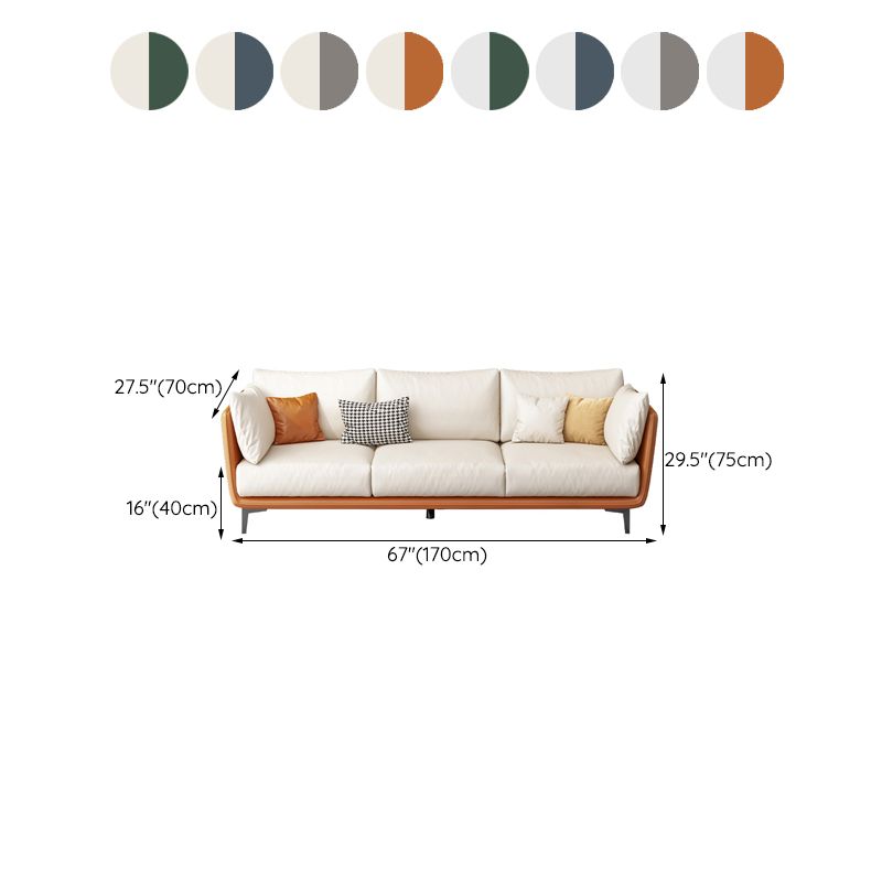 Scandinavian Loose Back Seating Pillow Top Arm Beige Sofa for Apartment