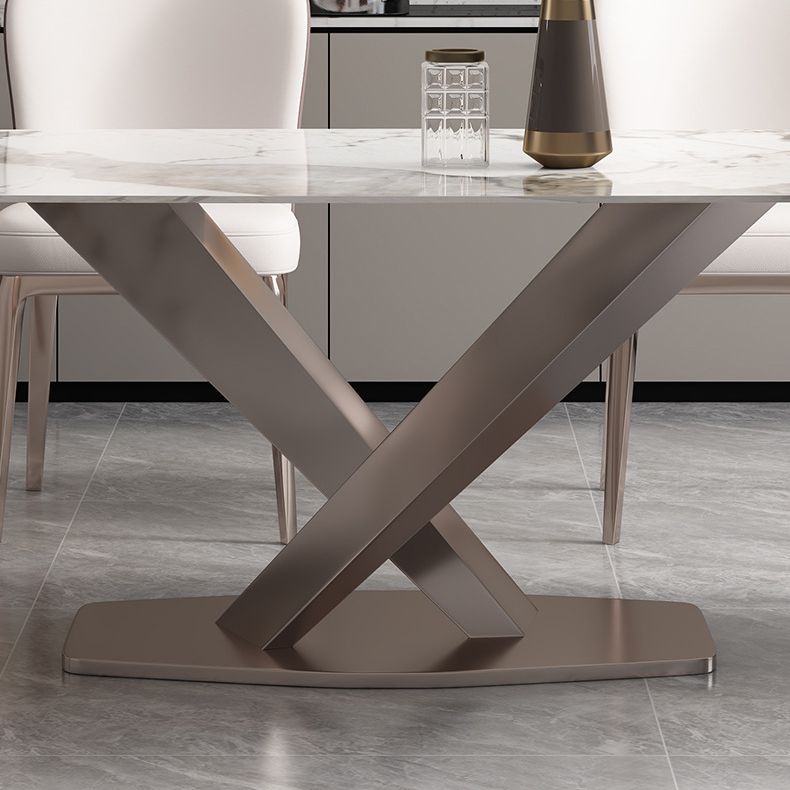 Glam Style Dining Rectangle Table Dining Sintered Stone Table for Home Use