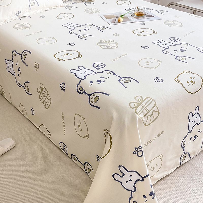 Popular Bed Sheet Cartoon Bear Patterned Fade Resistant Non-Pilling 100 Cotton Bed Sheet