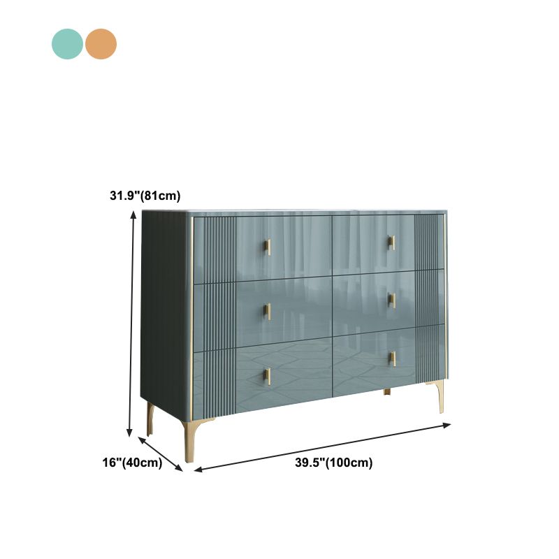 Modern Slate Storage Chest Glam Style Double Dresser with 6 / 8 Drawers