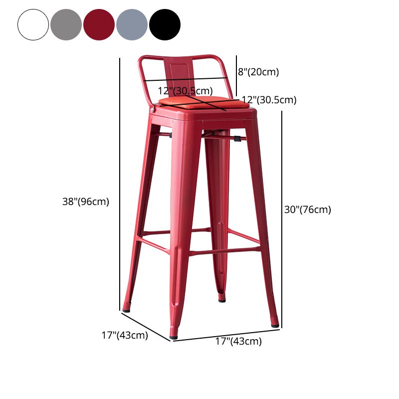 Taburete de bar industrial con respaldo, taburete de bar de metal y cuero con patas de hierro