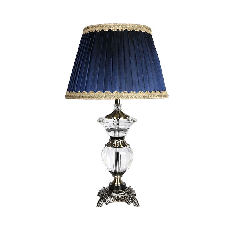Dormitorio de barril CRISTAL NIGHTA NIGHT LAMP LAMPILLA TELA 1 Luz de mesita de noche azul claro con adornos trenzados