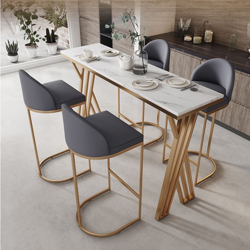 Rectangle Bar Counter Table Glam Style Faux Marble Bar Counter Table for Kitchen