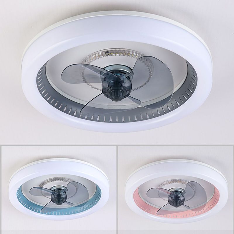 Modern LED Ceiling Fan Light Round Ceiling Mount Lamp with Acrylic Shade for Bedroom