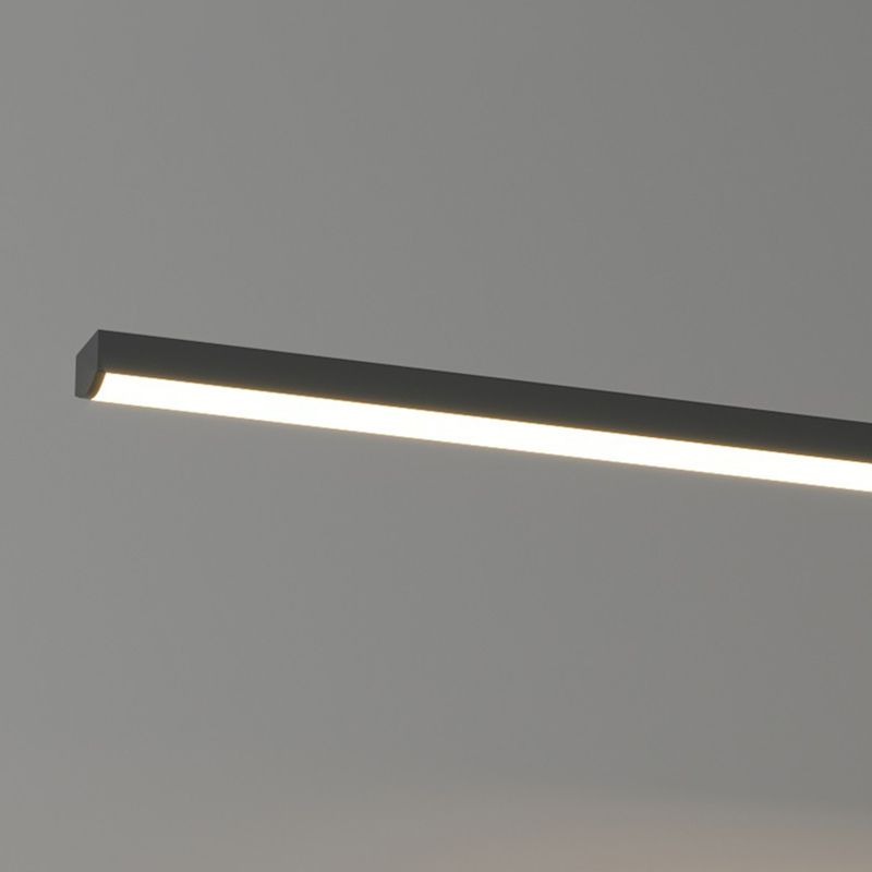Dinning Room LED Hanging Ceiling Light Modern Island Chandelier Light with Linear Metal Shade