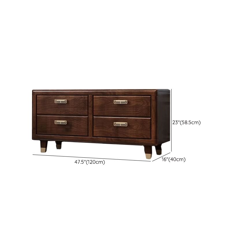 Glam Rubber Wood Storage Chest Bedroom Brown Chest with Drawers