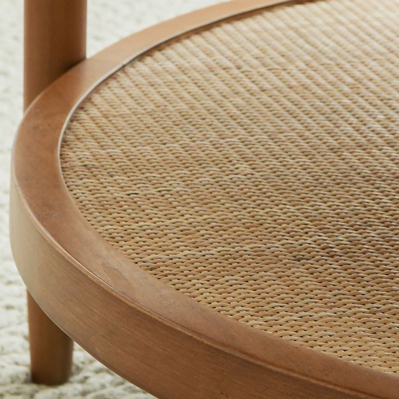 Nordic Cocktail Table 4 Legs Wooden with Storage Shelf Round Coffee Table