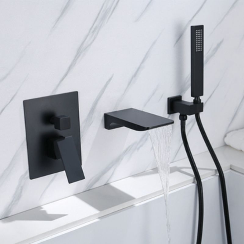 Modern Wall Mounted Metal Tub Filler Low Arc Bathroom Faucet