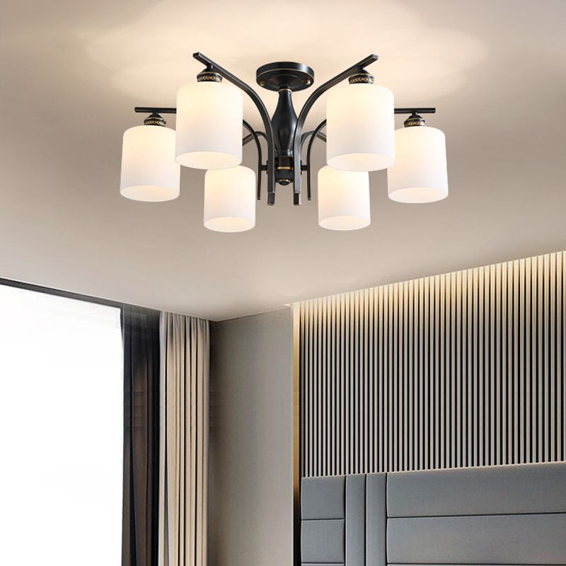 Semi Mount Lighting Minimalist Glass Cylindrical Semi Flush Mount Ceiling Fixture