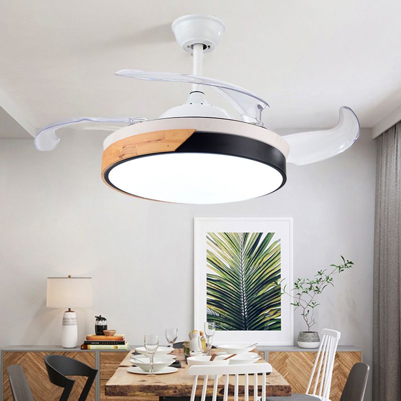 Acrylkreis 19 -Zoll -Weithubpendellanleuchten minimalistische LED -Weiße Halbfluschen mit 4 Klingen