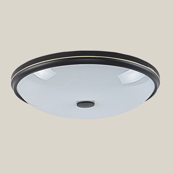 Round Glass Shade Ceiling Lamp Vintage LED Flush Mount Lighting for Bedroom