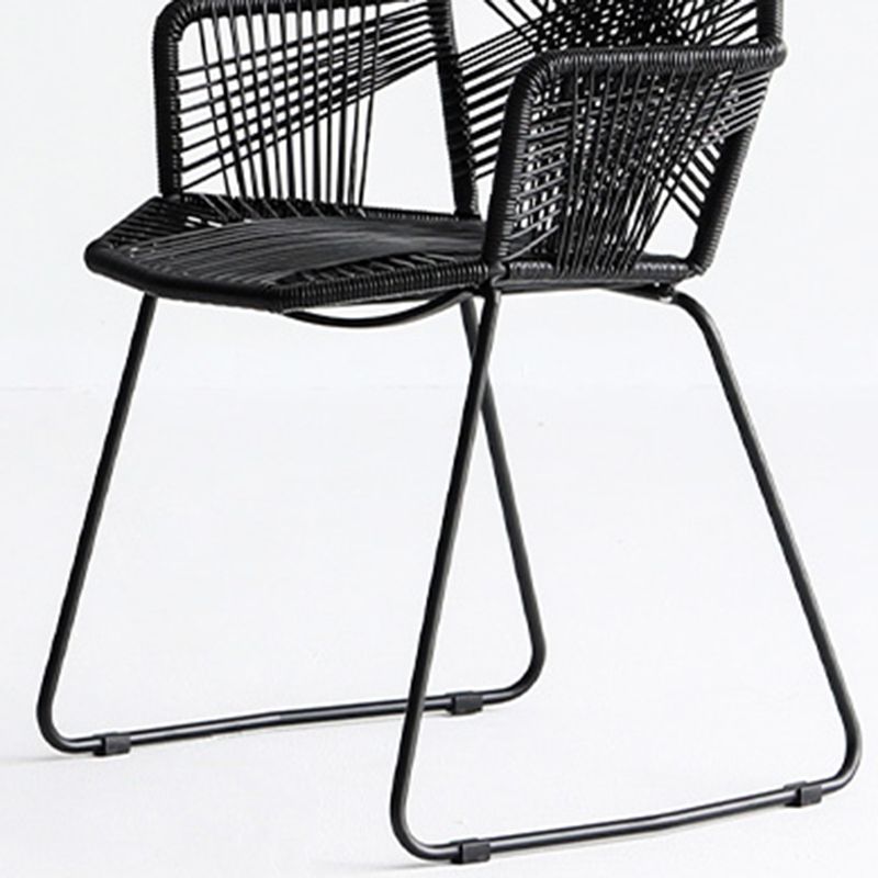 Contemporary Plastic Barstool Armed Stool with Steel Black Frame