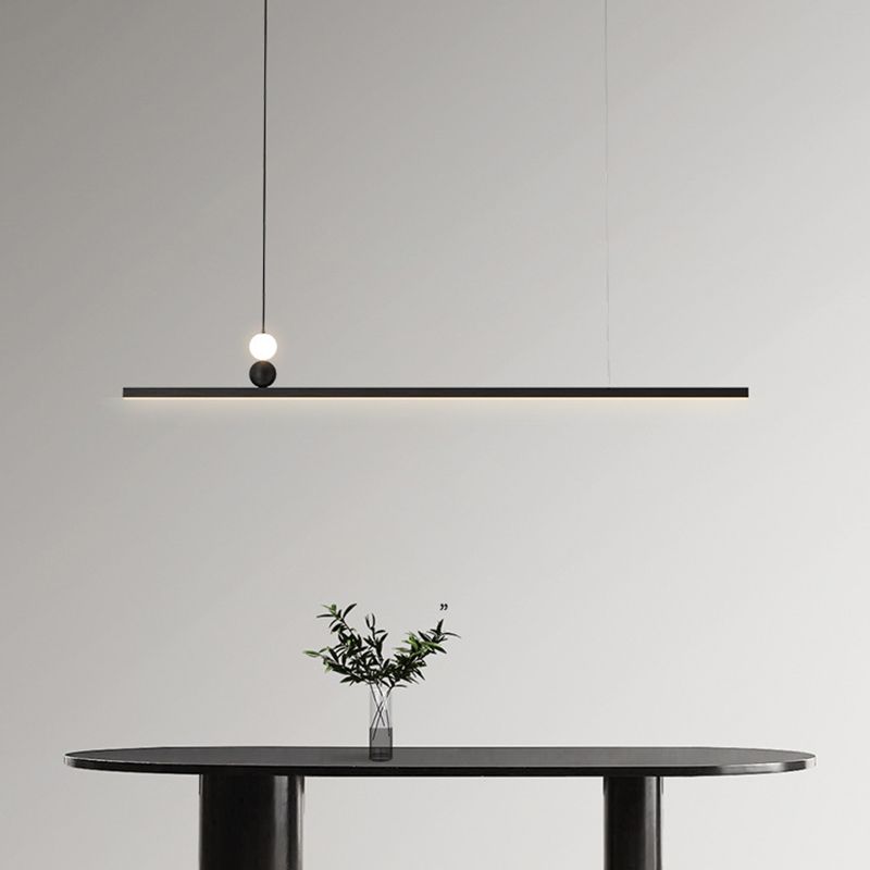 Aluminum and Acrylic Ceiling Pendant Fixture Linear Kitchen Island Fixture in Dark Black