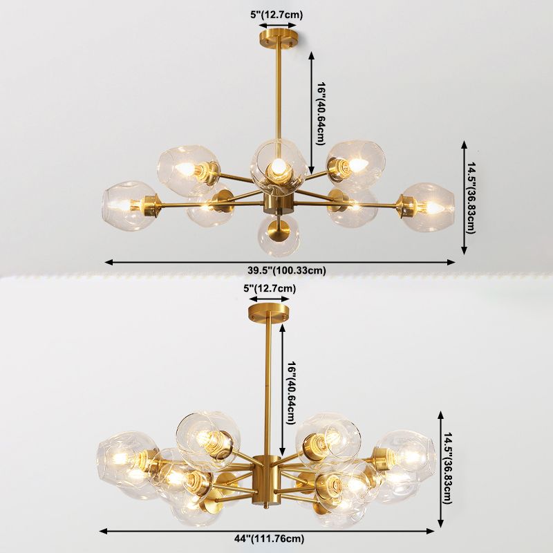 Luz de colgante de oro de vidrio en la lámpara de lámpara de cobre de estilo de lujo moderno para espacios interiores