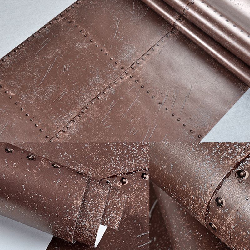 Industrial 3D Wallpaper with Distressed Leather and Rivets for Room Escape, 33'L x 21"W
