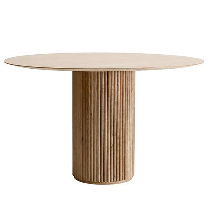 Eigentijdse ronde eettafel As vaste houten tafel met voetstukbasis voor eetkamer
