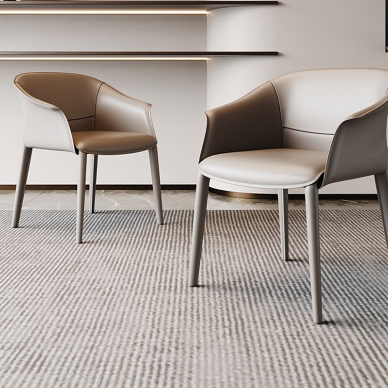 Modern Style Metal Dining Chairs Leather Arm Dining Room Chairs for Home Use