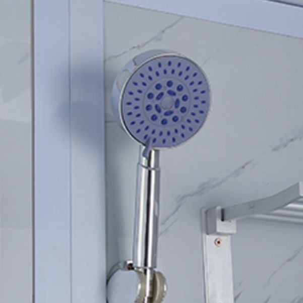 Shower Stall Semi-Frameless Single Sliding Rectangle White Frosted Shower Enclosure