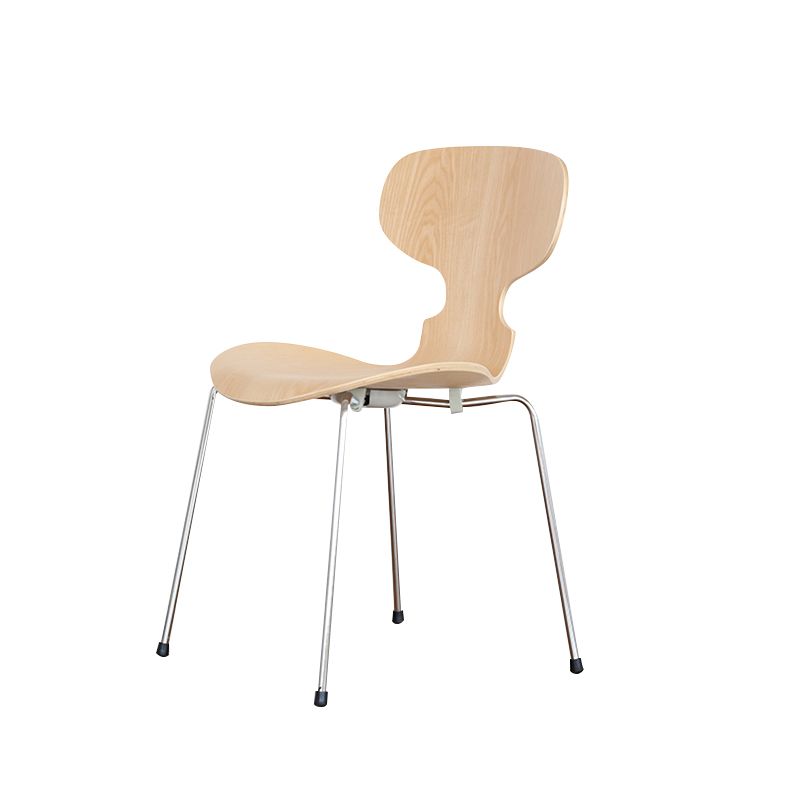 Silla de comedor de metal moderno, silla lateral de comedor de madera para uso en restaurantes