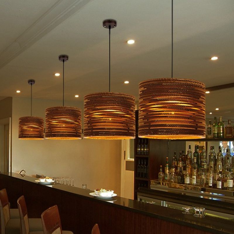 1 Lampen Bistro -Anhänger Beleuchtung rustikal braun