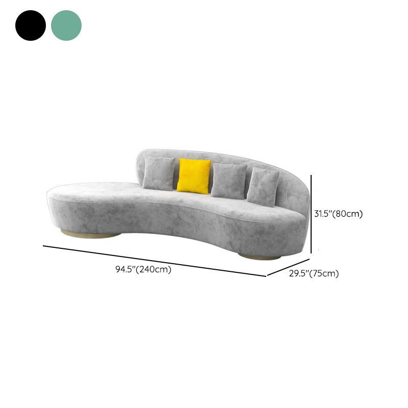 Contemporary Velvet Curved Sofa Armless Tight Back Seating for Living Room