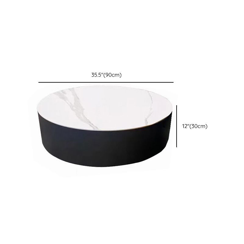 Modern Slate Coffee Table Round Bunching Coffee Table Set with Drawer