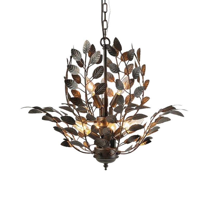 Metal Rust Chandelier Light Branching 8 Lights Farmhouse Ceiling Lighting Fixture