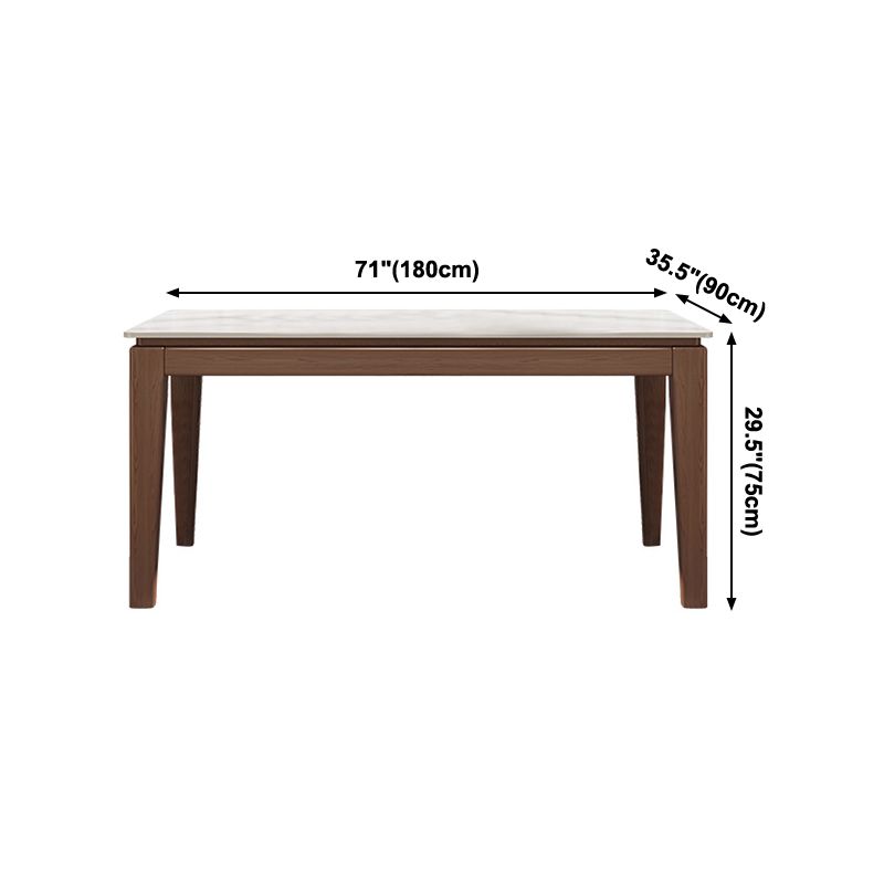 Moderne moderne eettafel uit het midden van de eeuw gesinterde stenen top eettafel met houten basis voor keuken