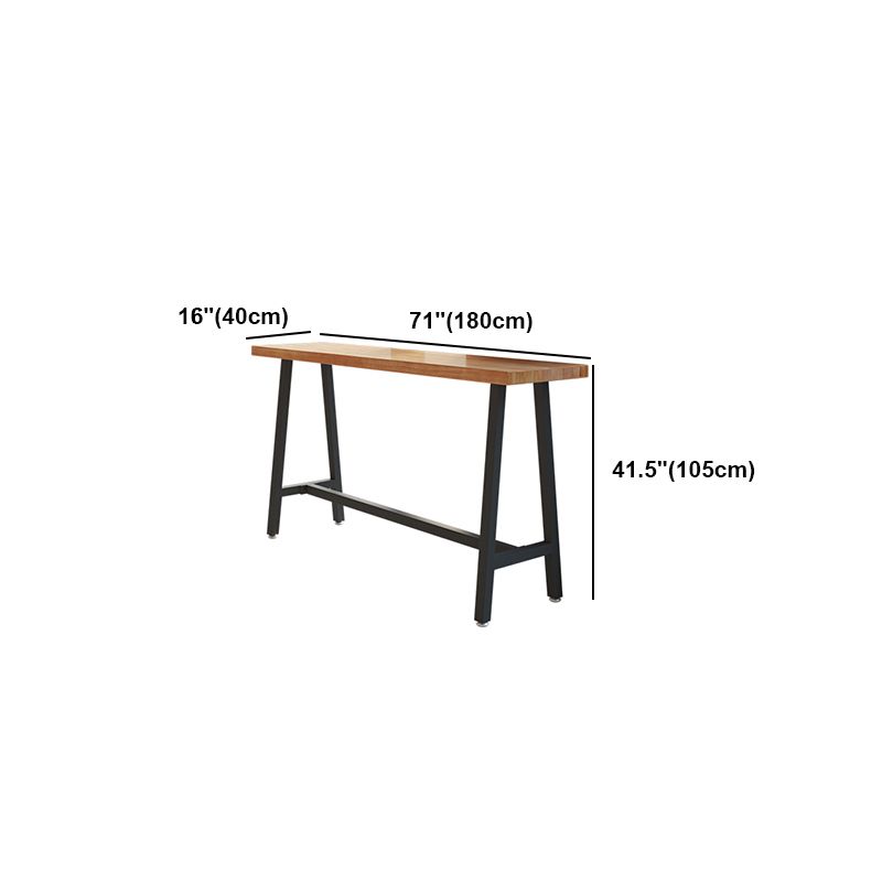 Mesa de barra de estilo moderno marrón mesa de madera sólida y cafetería de la cafetería del pie de hierro negro